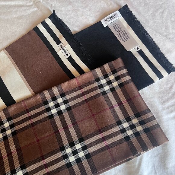 Burberry Plaid and Striped Scarf - Picture 1 of 4